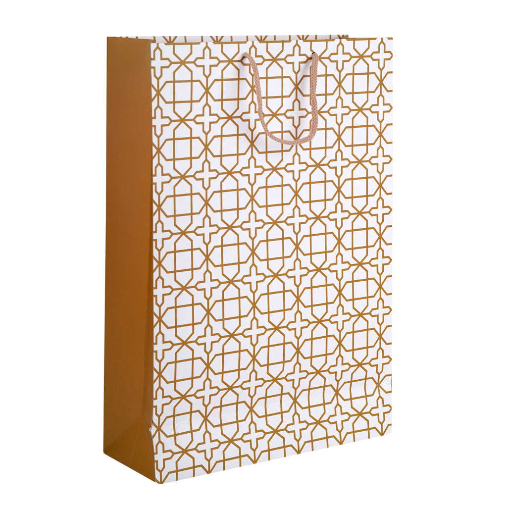 Paperpep Golden Print 12"X4.75"X17.5" Gift Paper Bag Pack Of 6