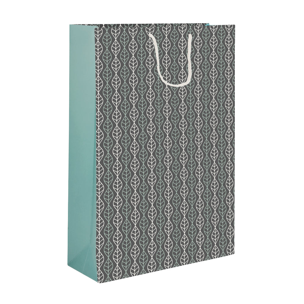Paperpep Vertical Leaves Print 17"X12.5"X4.75" Gift Paper Bag Pack Of 3 | Gift Bags For Return Gifts, Presents, Weddings, Birthday, Holiday Presents, Celebrations