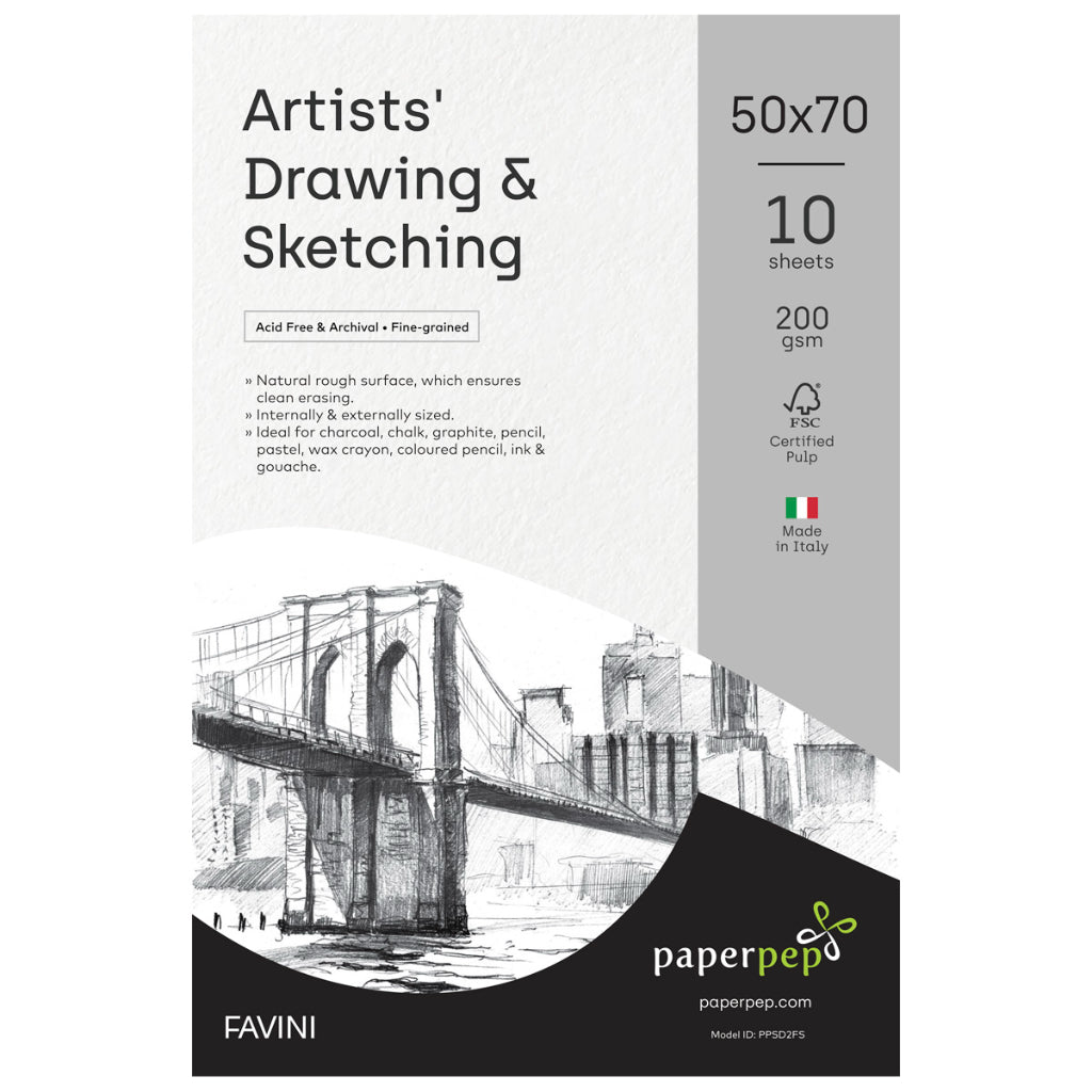 Paper Pep Artists' Sketching & Drawing Paper 200GSM 50X70CM Pack of 10