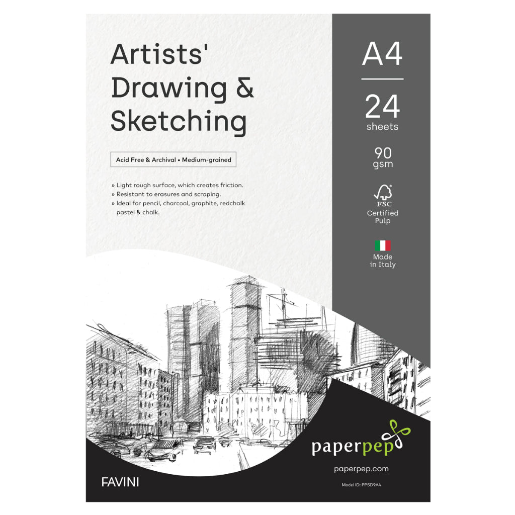 Paper Pep Artists' Sketching & Drawing Paper 90Gsm A4 Pack Of 24