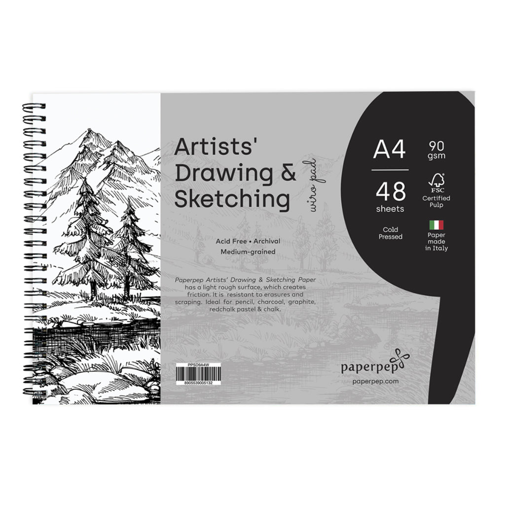 Paper Pep Artists' Sketching & Drawing Wiro Pads 90Gsm A4 48 Sheets