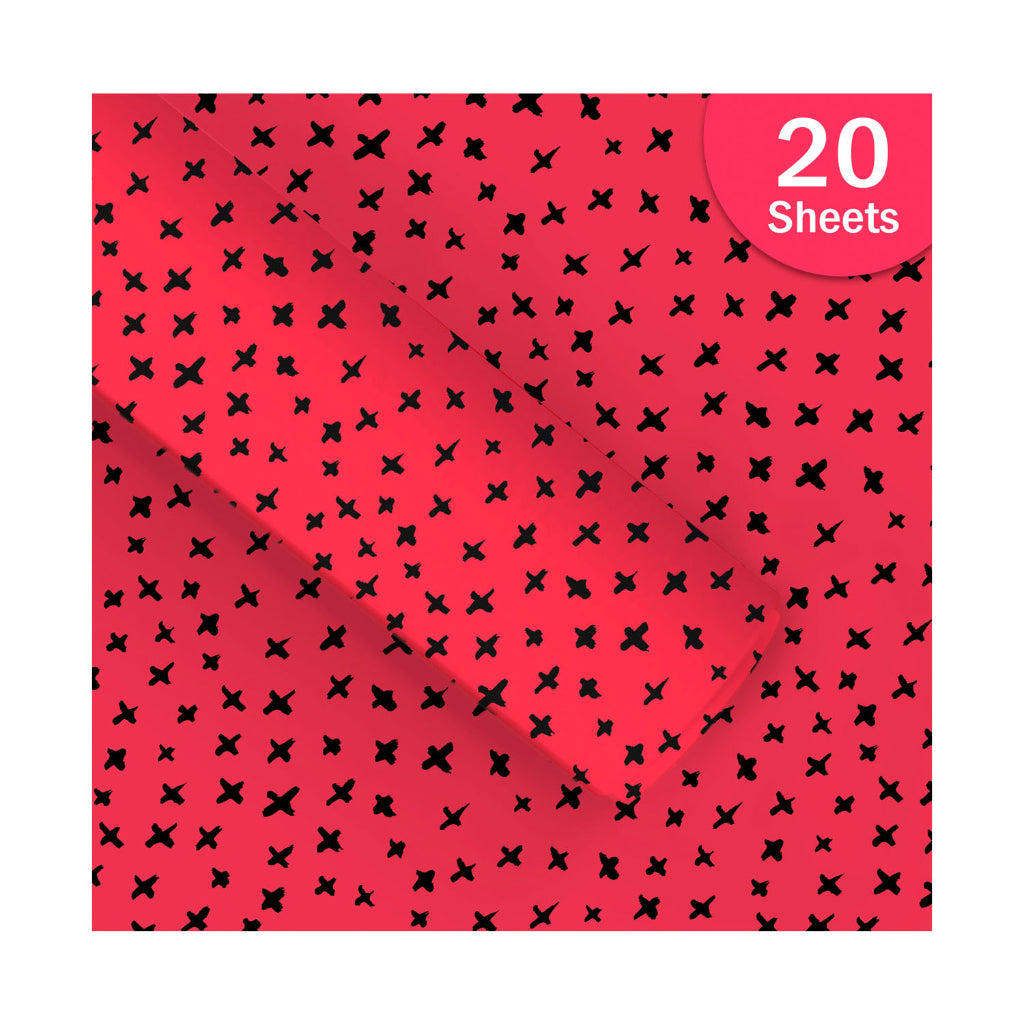 Paperpep Red Black Cross Spots Print Gift Wrapping Paper 19"X29" Pack Of 20 Sheets For Gift Packing Birthday, Anniversary, Diwali, Christmas, All Occasions And Events, Crafts, Return Gifts