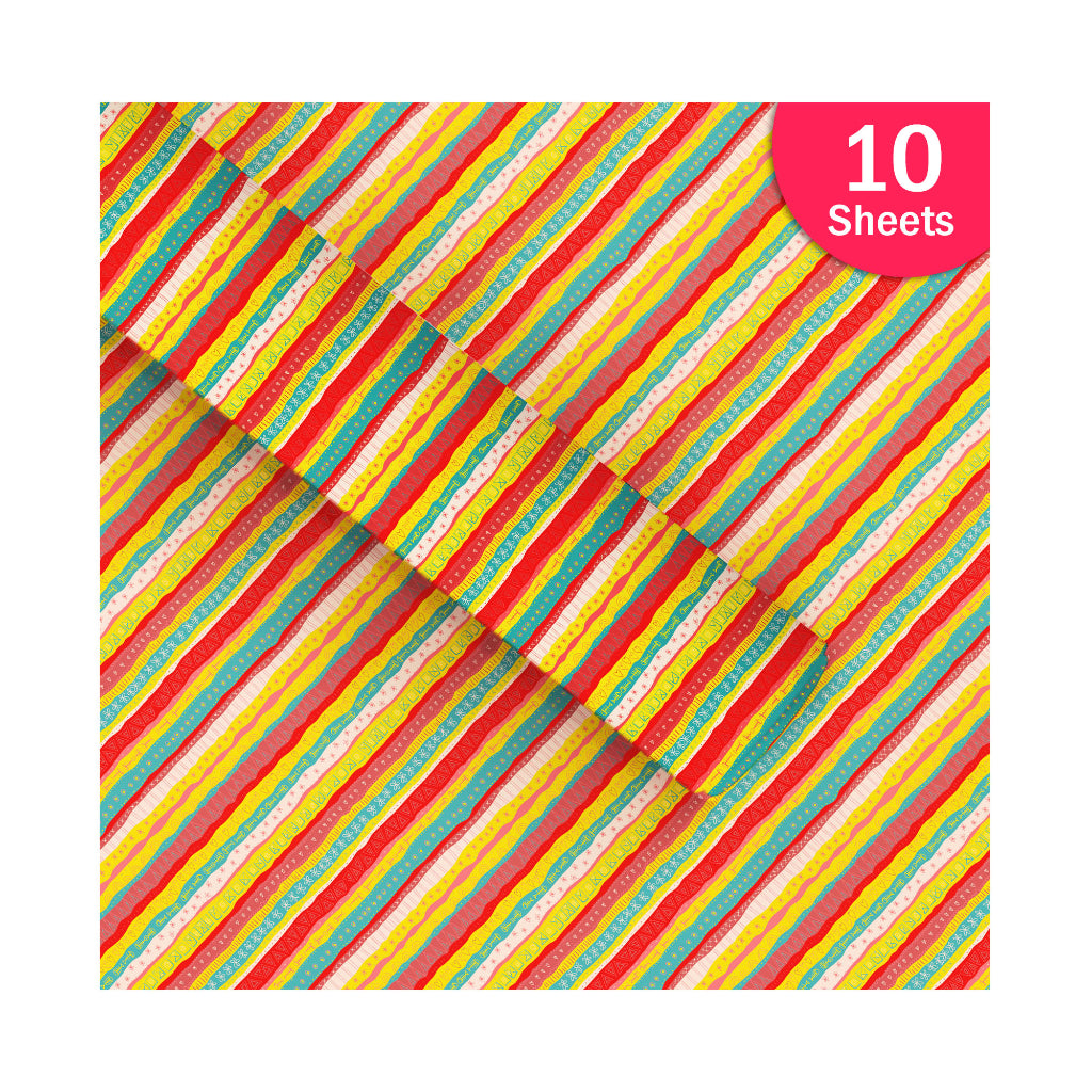 Paperpep Multicolor Festive Print Gift Wrapping Paper 19"X29" Pack Of 10 Sheets For Gift Packing Birthday, Anniversary, Diwali, Christmas, All Occasions & Events, Crafts, Return Gifts