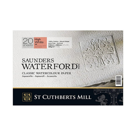 Saunders Waterford St. Cuthberts Mill Watercolor 300 Gsm Hot Pressed Extra White 31X23Cm Paper Blocks- 20 Sheets