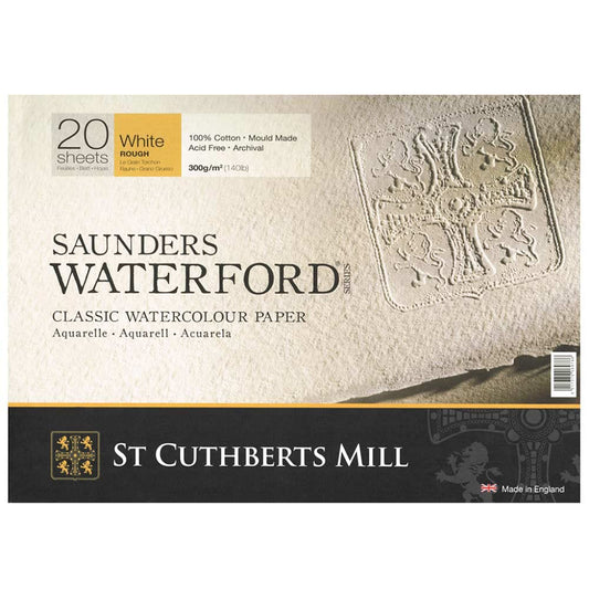 Saunders Waterford St. Cuthberts Mill Watercolor 300 Gsm Rough Natural White 36X26Cm Paper Blocks- 20 Sheets