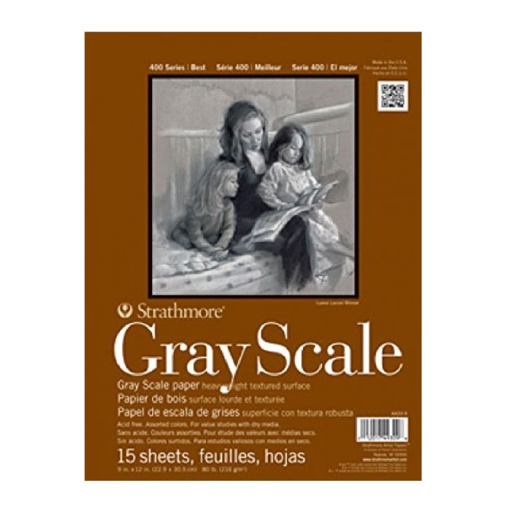 Strathmore 400 Series Gray Scale Pad, Assorted Tints, 12"X18" Glue Bound, 15 Sheets
