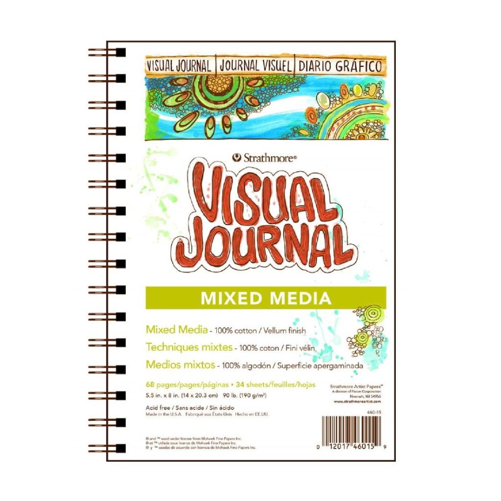 Strathmore Visual Journal Spiral Bound 5.5"X8"-Mixed Media Vellum Spiral-Bound