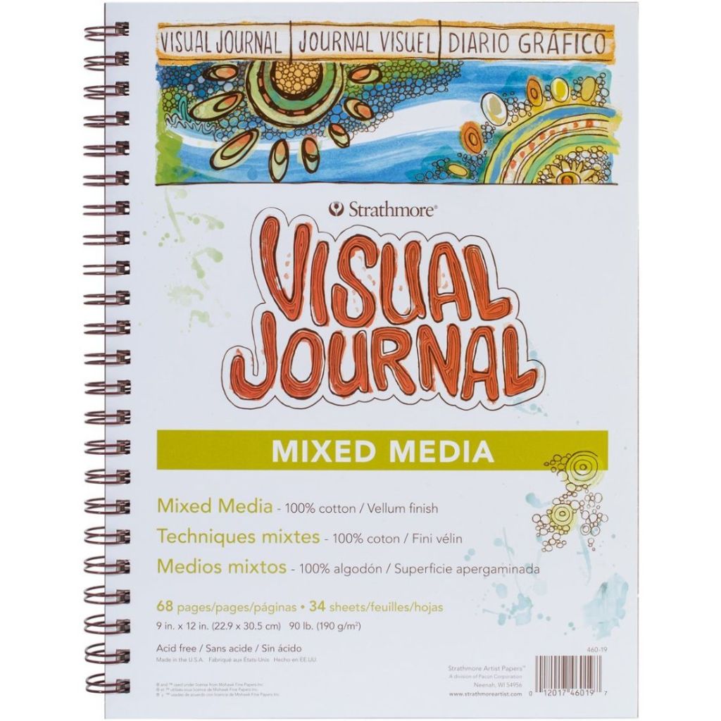Strathmore 460-19 500 Series Visual Mixed Media Journal, Vellum, 9"X12", 34 Sheets