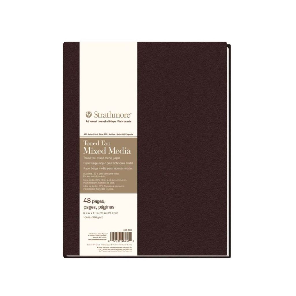 Strathmore (469-308 400 Series Hardbound Toned Tan Mixed Media Art Journal, 8.5"X11", 24 Sheets