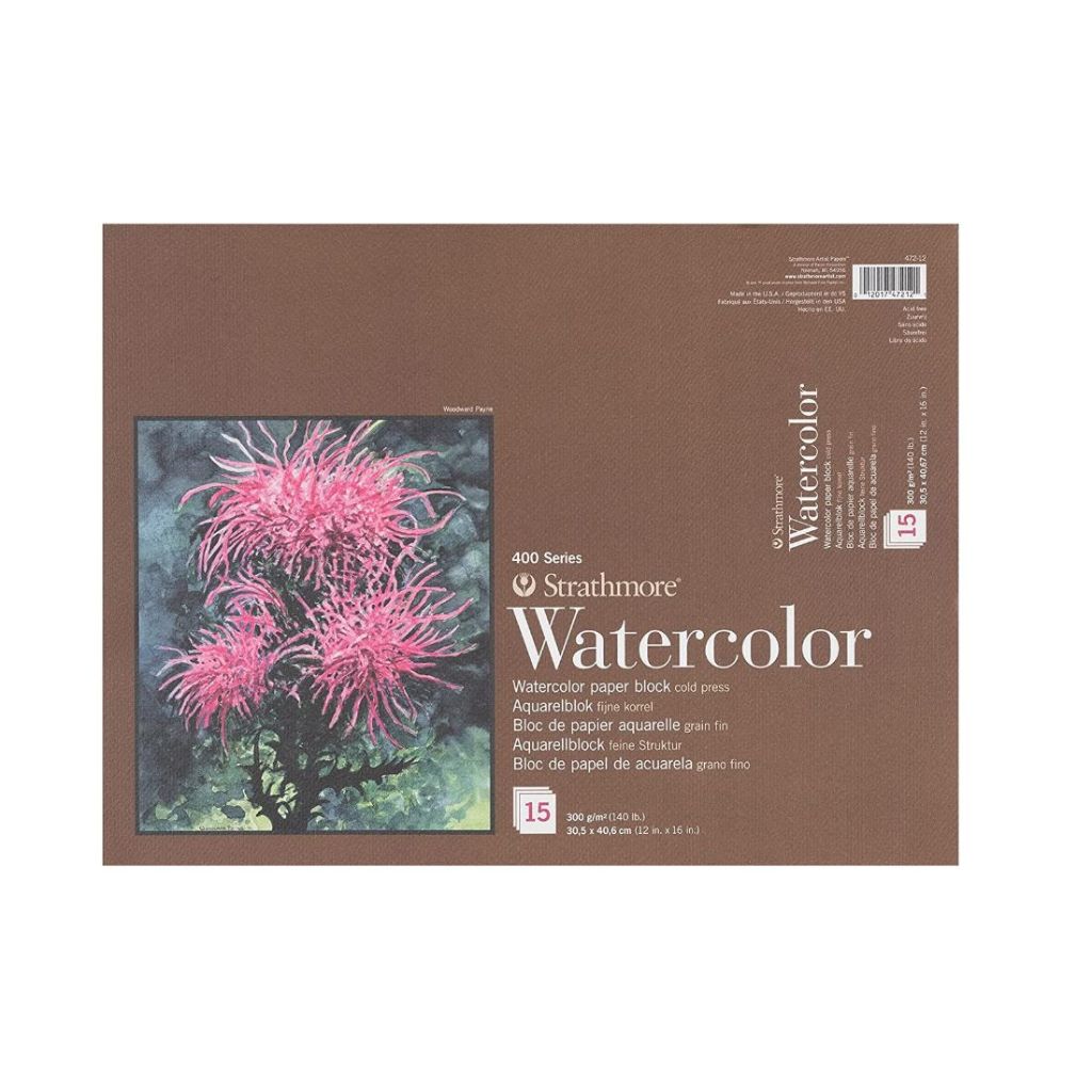 Strathmore 400 Series Artist Watercolor Paper Blocks | High Performing Acid Free Traditional Cold Press Surface Ideal For Mastering Watercolour Techniques | 300 Gsm, 15 Sheets, 30.5 X 40.6 Cm