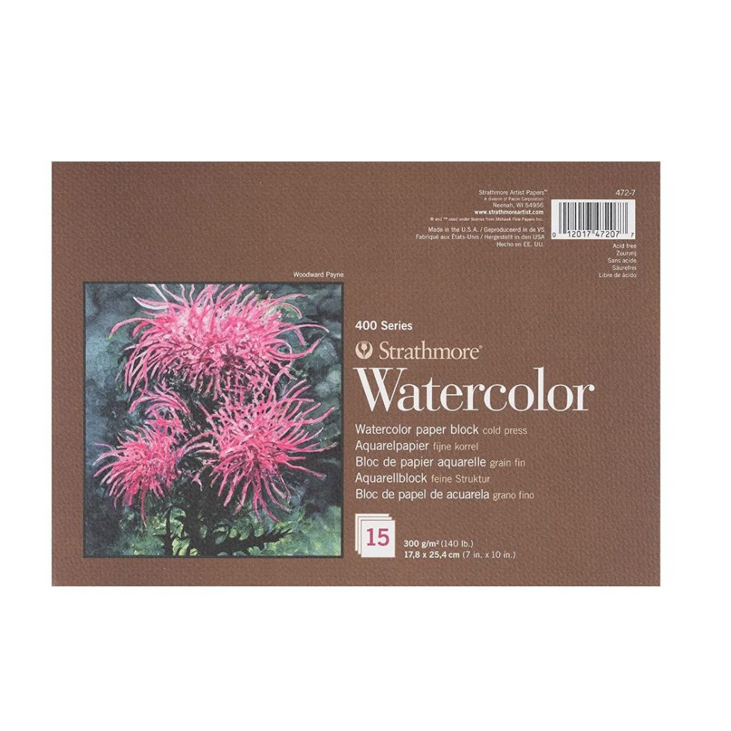 Strathmore 400 Series Artist Watercolor Paper Blocks | High Performing Acid Free Traditional Cold Press Surface Ideal For Mastering Watercolour Techniques | 300 Gsm, 15 Sheets, 17.8 X 25.4 Cm