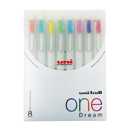 Uni-Ball One Dream Umn S 0.7 Mm Retractable Gel Pen, -White Body Multicolor Ink, Pack Of 8-
