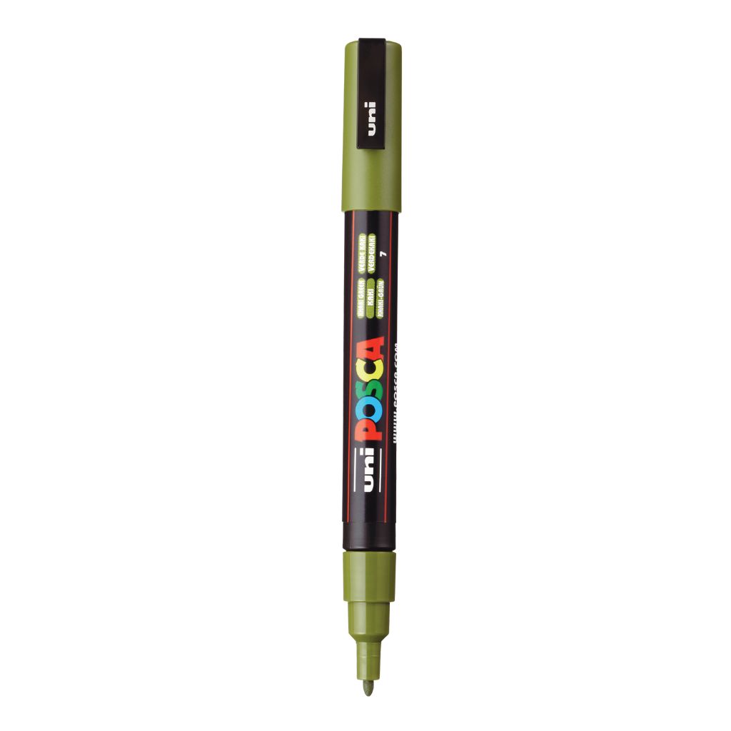 Uni-Ball Posca 3M 0.9-1.3 Mm Bullet Shaped Marker Pen (Khaki Green Ink- Pack Of 1)
