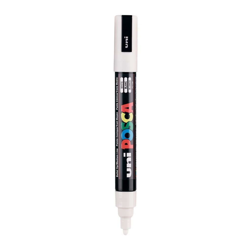 Uni-Ball Posca 5M 1.8-2.5 mm Bullet Shaped Marker Pen (White Ink- Pack Of 1)