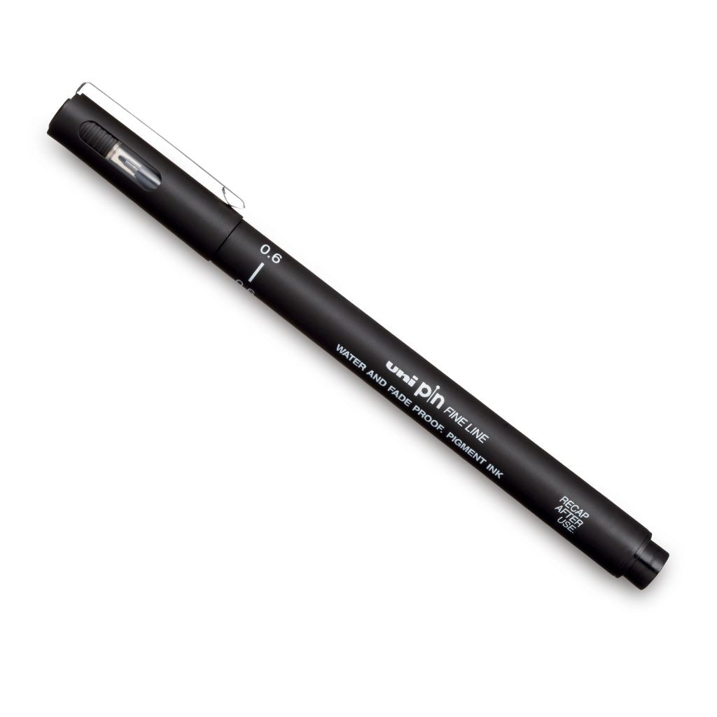 Uni-Ball Pin-200 0.03-0.8Mm + Brush Fine Line Markers- Black- Pack Of 12