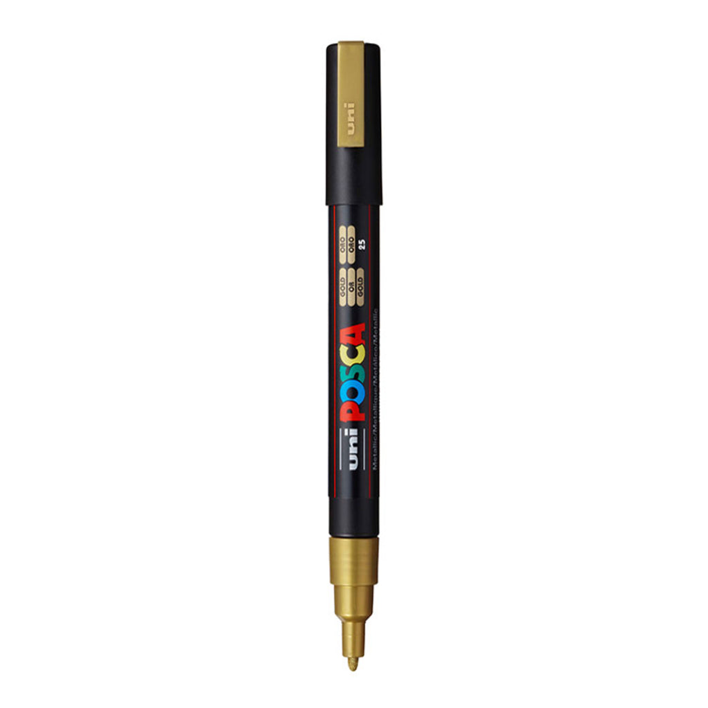 Uni-Ball Posca 3M 0.9-1.3 Mm Bullet Shaped Marker Pen (Gold Ink- Pack Of 1)