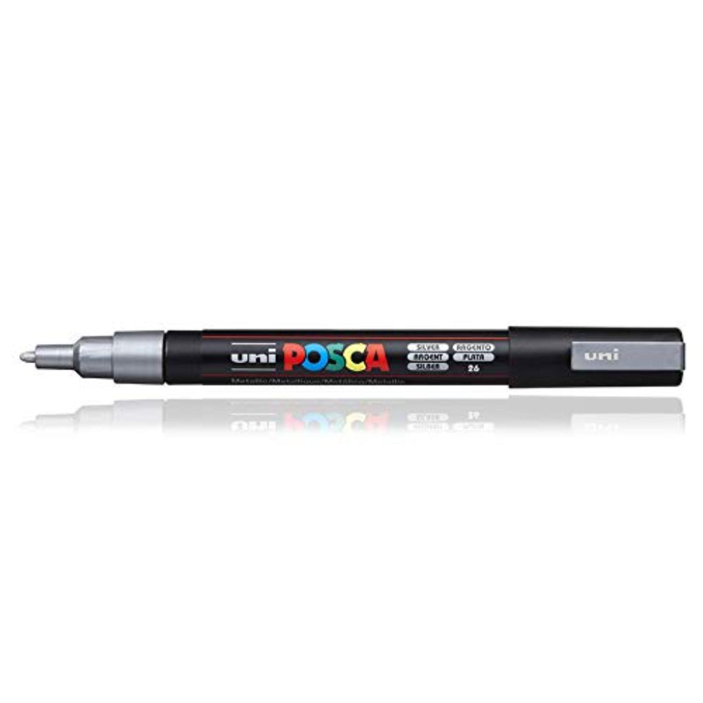 Uni-Ball Posca 3M 0.9-1.3 Mm Bullet Shaped Marker Pen (Silver Ink- Pack Of 1)
