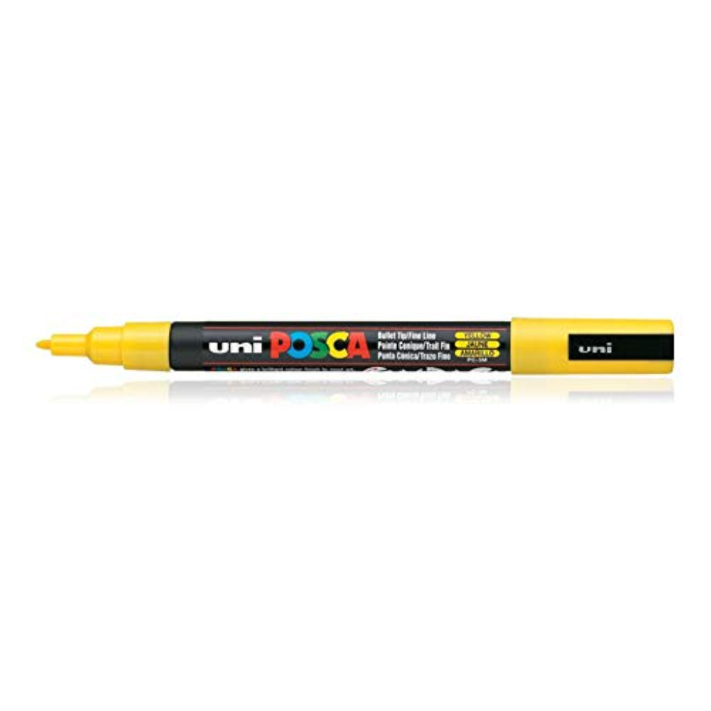 Uni-Ball Posca 3M 0.9-1.3 mm Bullet Shaped Marker Pen (Yellow Ink- Pack Of 1)