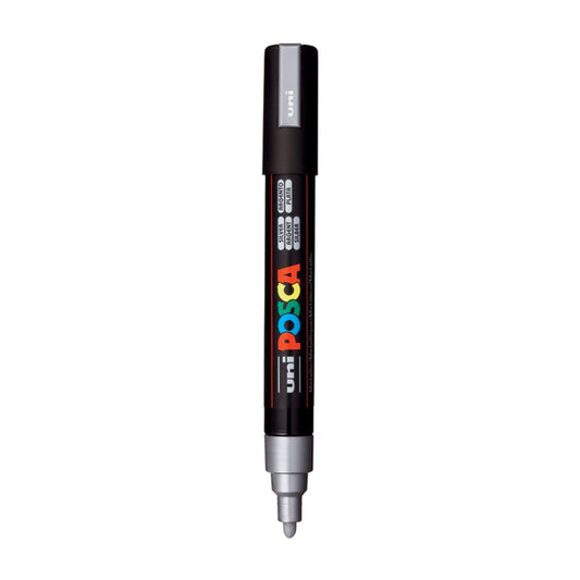 Uni-Ball Posca 5M 1.8-2.5 mm Bullet Shaped Marker Pen (Silver Ink- Pack Of 1)