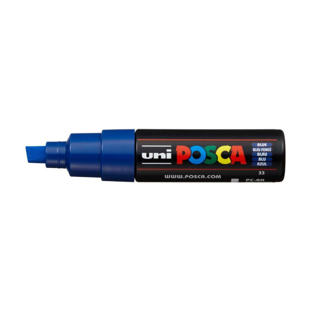 Uni-Ball Posca Pc-8K Bold Point Chisel Shaped Marker Pen (8.0 mm- Blue Ink- Pack Of 1)
