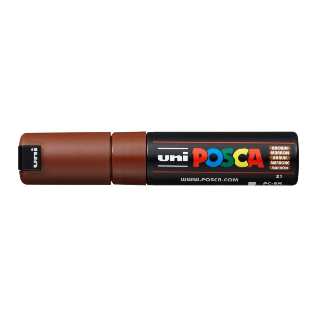 Uni-Ball Posca Pc-8K Bold Point Chisel Shaped Marker Pen (8.0 mm- Brown Ink- Pack Of 1)