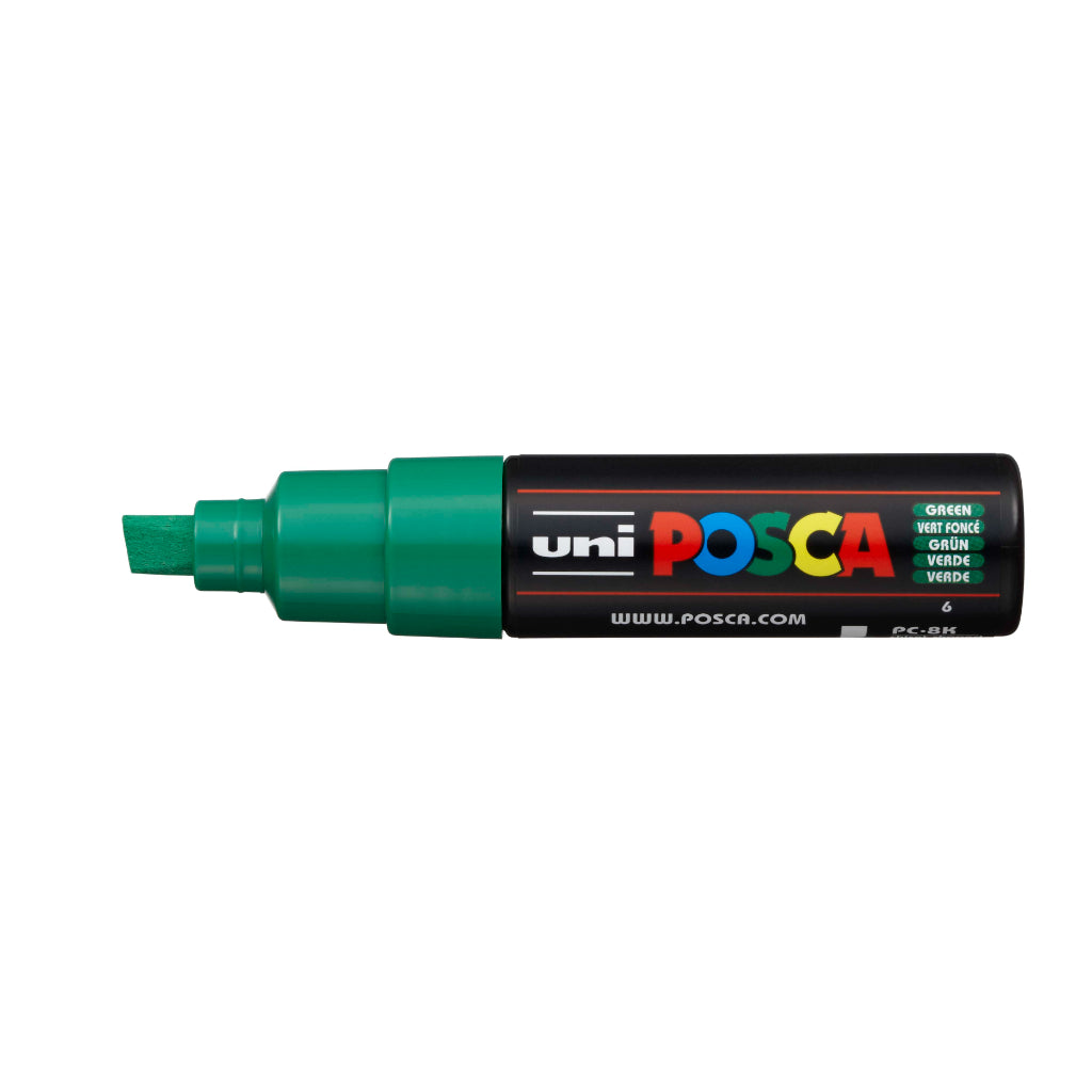 Uni-Ball Posca Pc-8K Bold Point Chisel Shaped Marker Pen (8.0 mm- Green Ink- Pack Of 1)