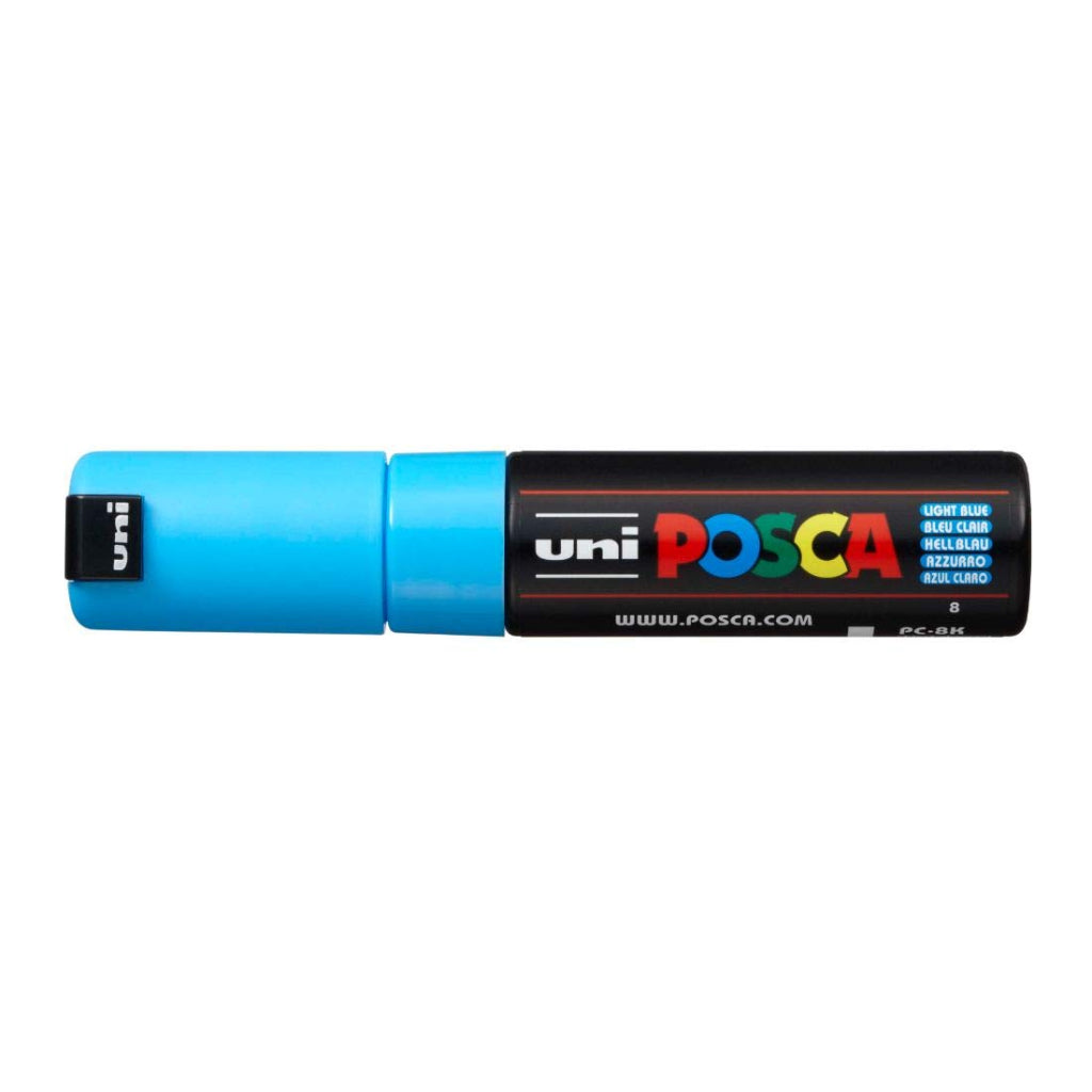 Uni-Ball Posca Pc-8K Bold Point Chisel Shaped Marker Pen (8.0 mm- Light Blue Ink- Pack Of 1)