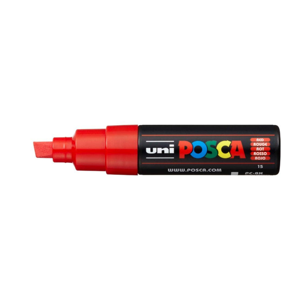 Uni-Ball Posca Pc-8K Bold Point Chisel Shaped Marker Pen (8.0 mm- Red Ink- Pack Of 1)
