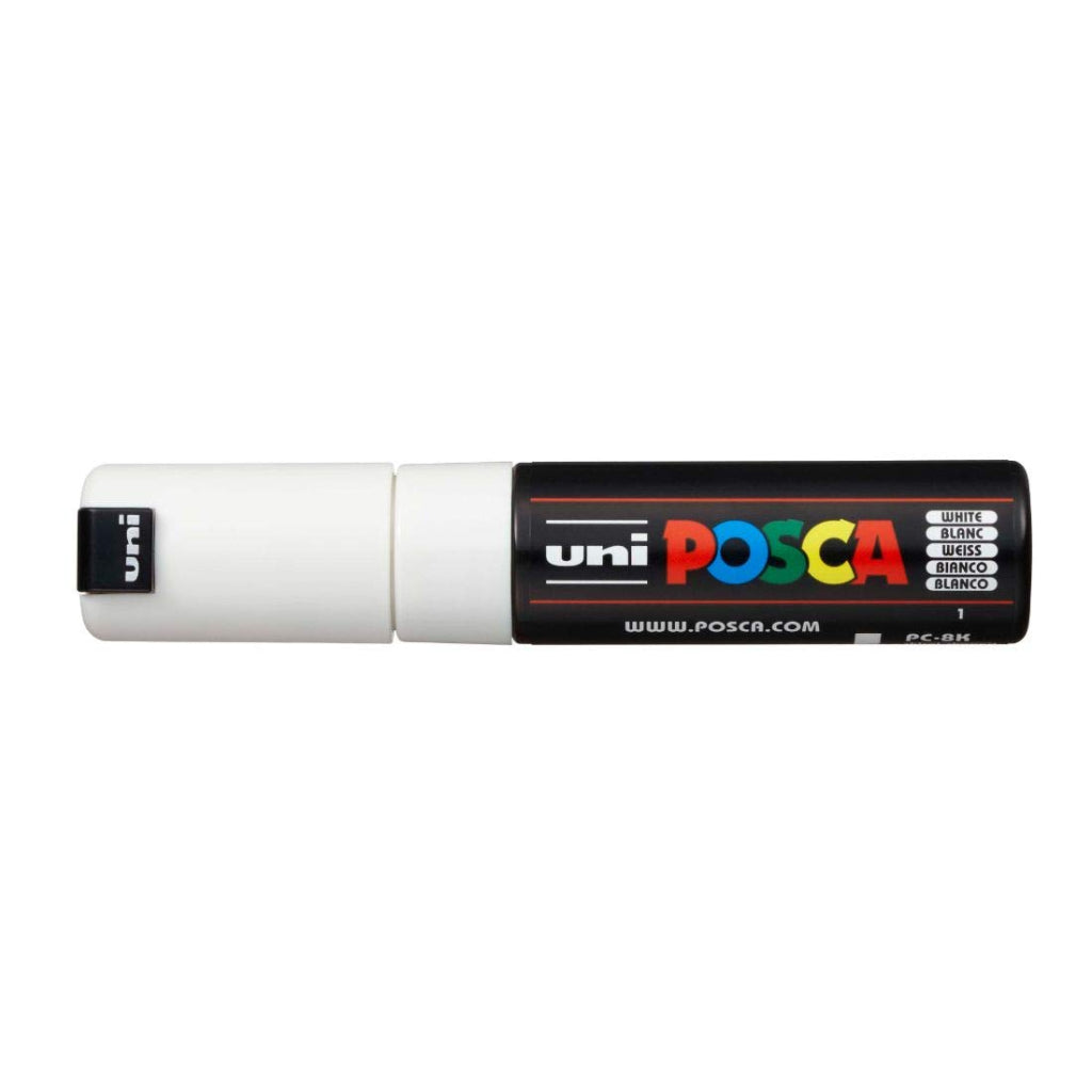 Uni-Ball Posca Pc-8K Bold Point Chisel Shaped Marker Pen (8.0 mm- White Ink- Pack Of 1)
