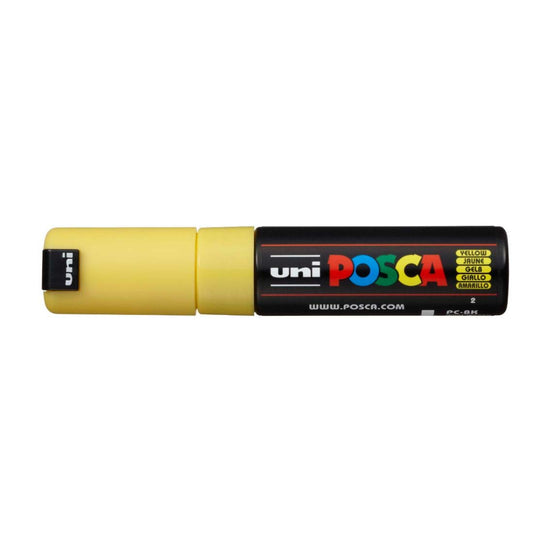 Uni-Ball Posca Pc-8K Bold Point Chisel Shaped Marker Pen (8.0 mm- Yellow Ink- Pack Of 1)