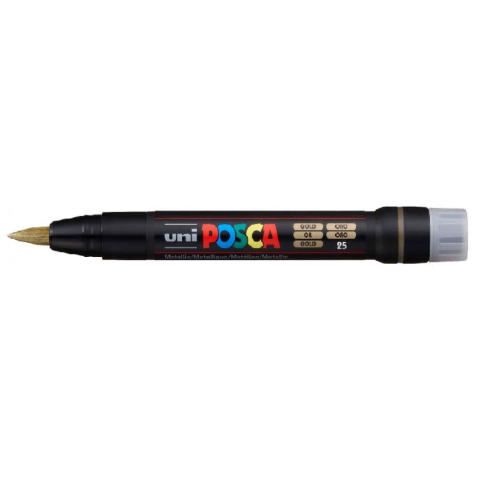Uni-Ball Posca Pcf-350 Brush Tip Marker Pen (1-10 Mm- Gold Ink- Pack Of 1)