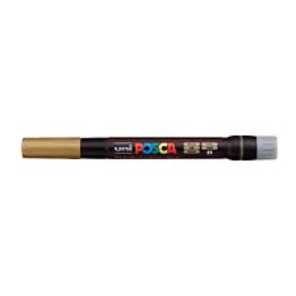 Uni-Ball Posca Pcf-350 Brush Tip Marker Pen (1-10 Mm- Gold Ink- Pack Of 1)
