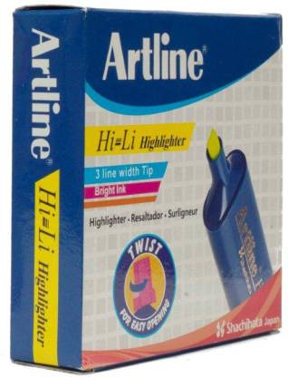 Artline Hi-Li Highlighter - Pack Of 10 (Yellow)